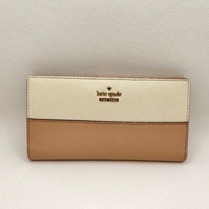Kate Spade Wallet Pink and White with Gold Accents